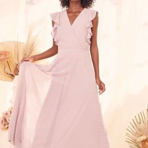 BRAND NEW! Lulu’s Swiss Dot Ruffled Maxi Dress